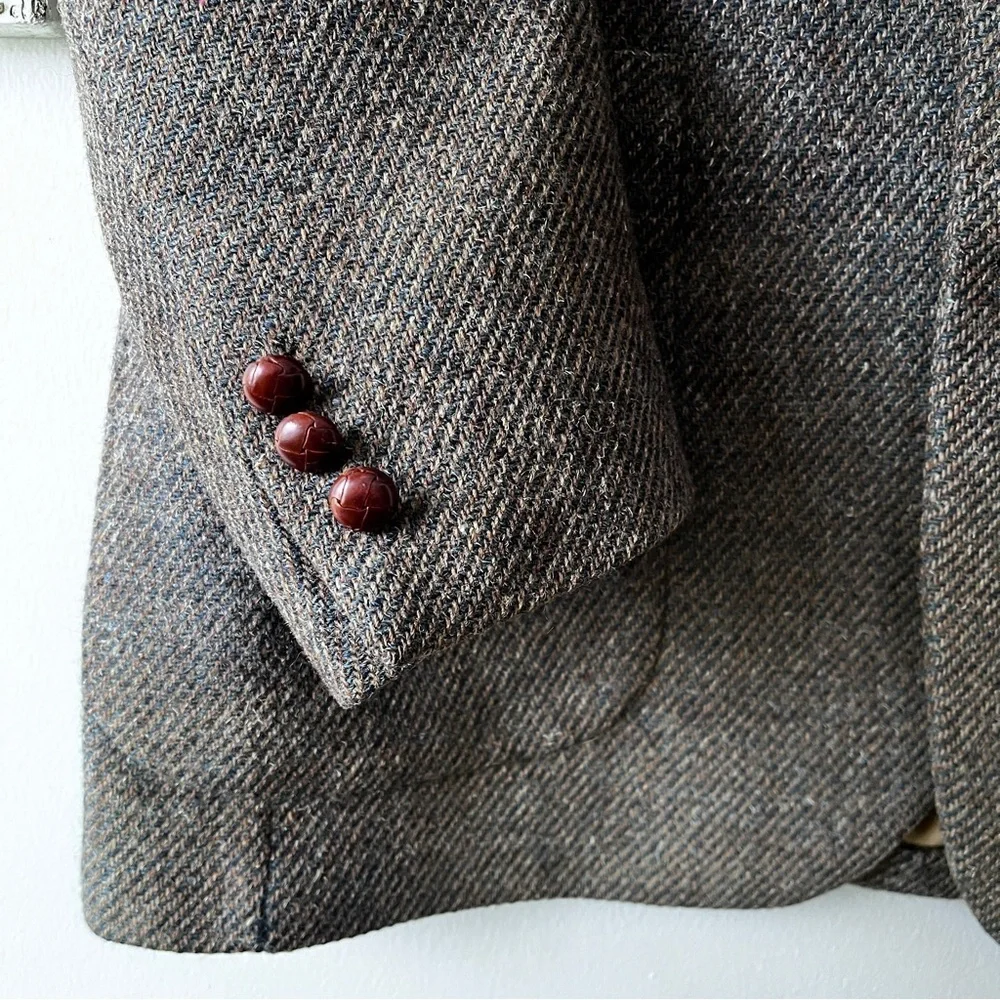 Vintage Men’s Bill Blass Tweed Wool Brown Single Breasted Blazer Size 42